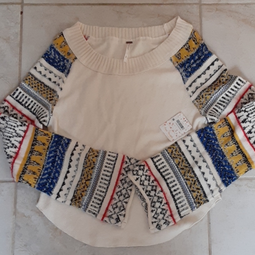 NWT Free People Sweater Thermal TShirt bell sleeve